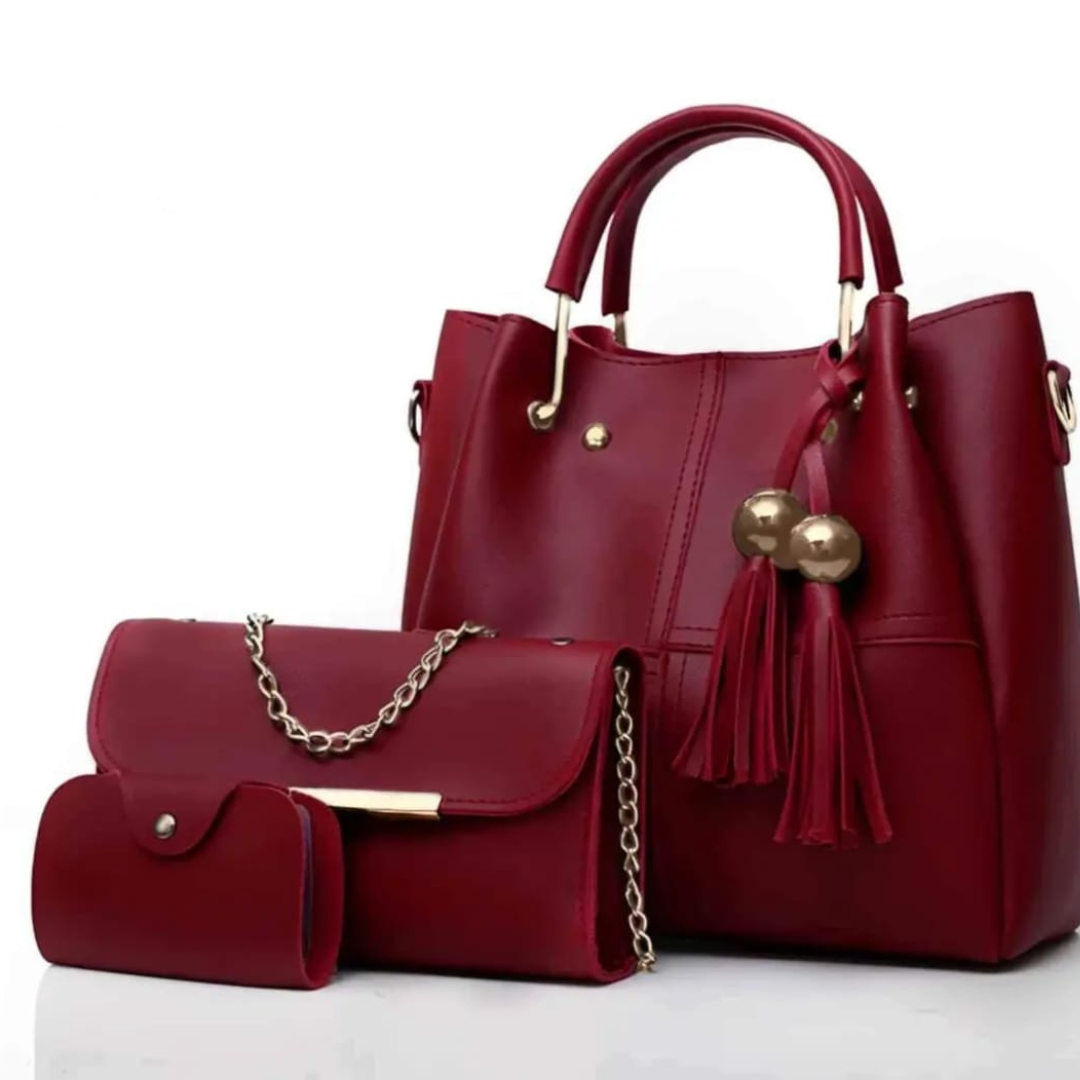 Classic 3 PC s Maroon handbag