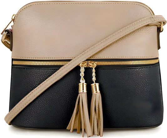 BZ BEIGE - BLACK CROSS BODY BAG