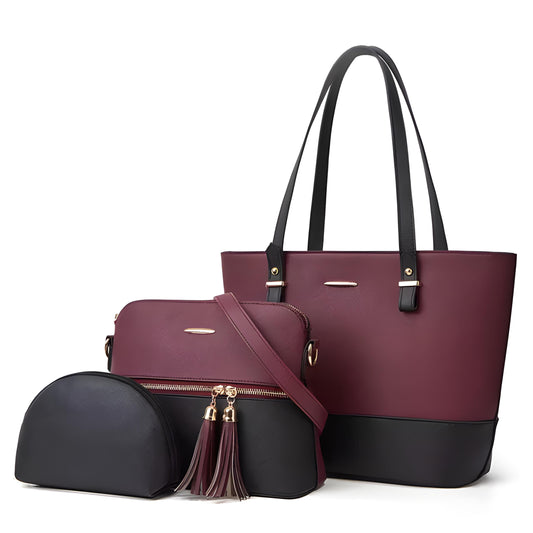 BZ 3 IN 1 MAROON - BLACK Handbags