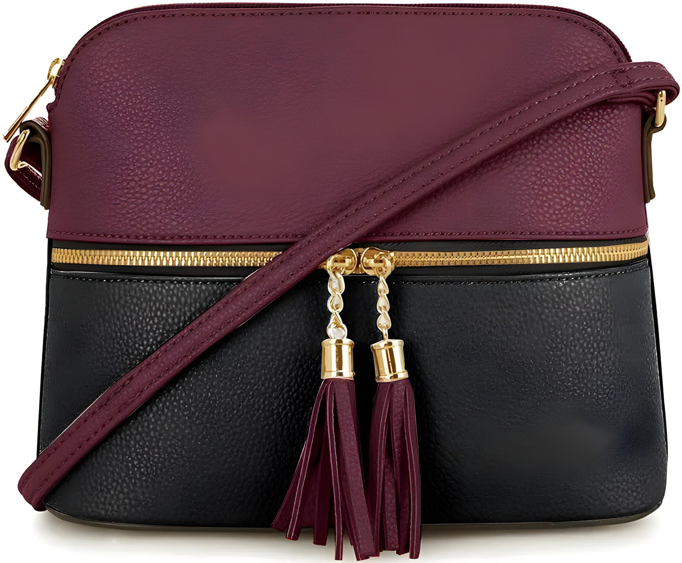 BZ MAROON -  BLACK CROSS BODY BAG