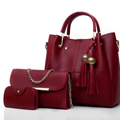 Classic 3 PC's Maroon handbag