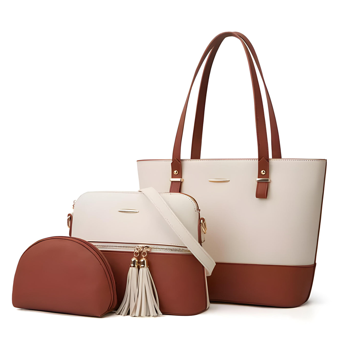 BZ 3 IN 1 WHITE - Camel  Handbags