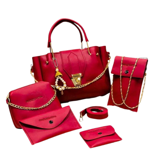 Majestic 5 Piece Handbag Set-Red