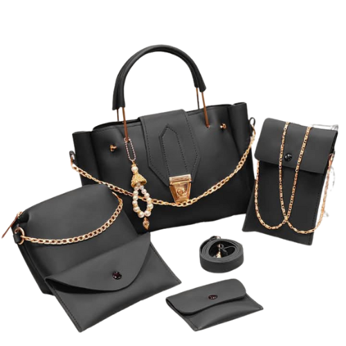 Majestic 5 Piece Handbag Set-Black